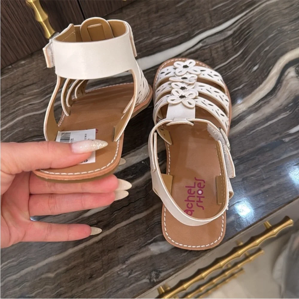 Rachel White Butterfly and Laser Cut Design Sandals NEW